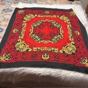 Made in Italy baroque Celtic pattern large Red and Gold Scarf